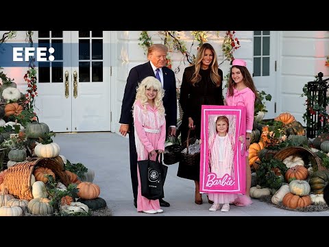 Donald and Melania Trump celebrate Halloween at the White House