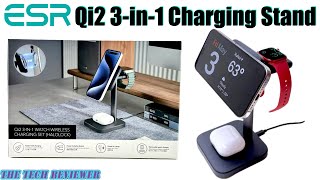 ESR Qi2 3-in-1 Charger: Fast charge iPhone at 15W * Apple Watch, AirPods at 5W * Apple/Qi2 Certified
