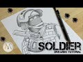 How to draw a soldier special forces  drawing tutorial