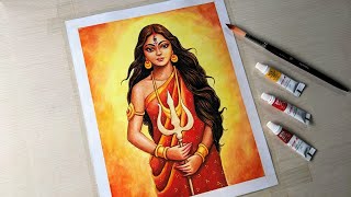 Durga Mata painting easy || Watercolour Painting. screenshot 5
