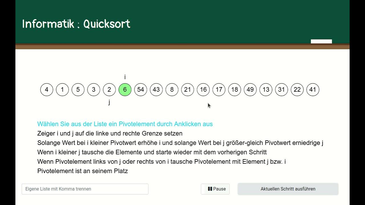 Interaktive animation des quicksort algorithmus youtube