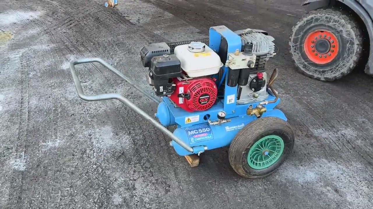 Kompressor på hjul Cambagnola MC 550 med Honda 6.5 HP motor 
