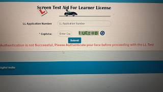LL TEST WITHOUT CANDIDATE | L TEST PROBLEM SOLVED | Face Authentication is not Successful, Please ..