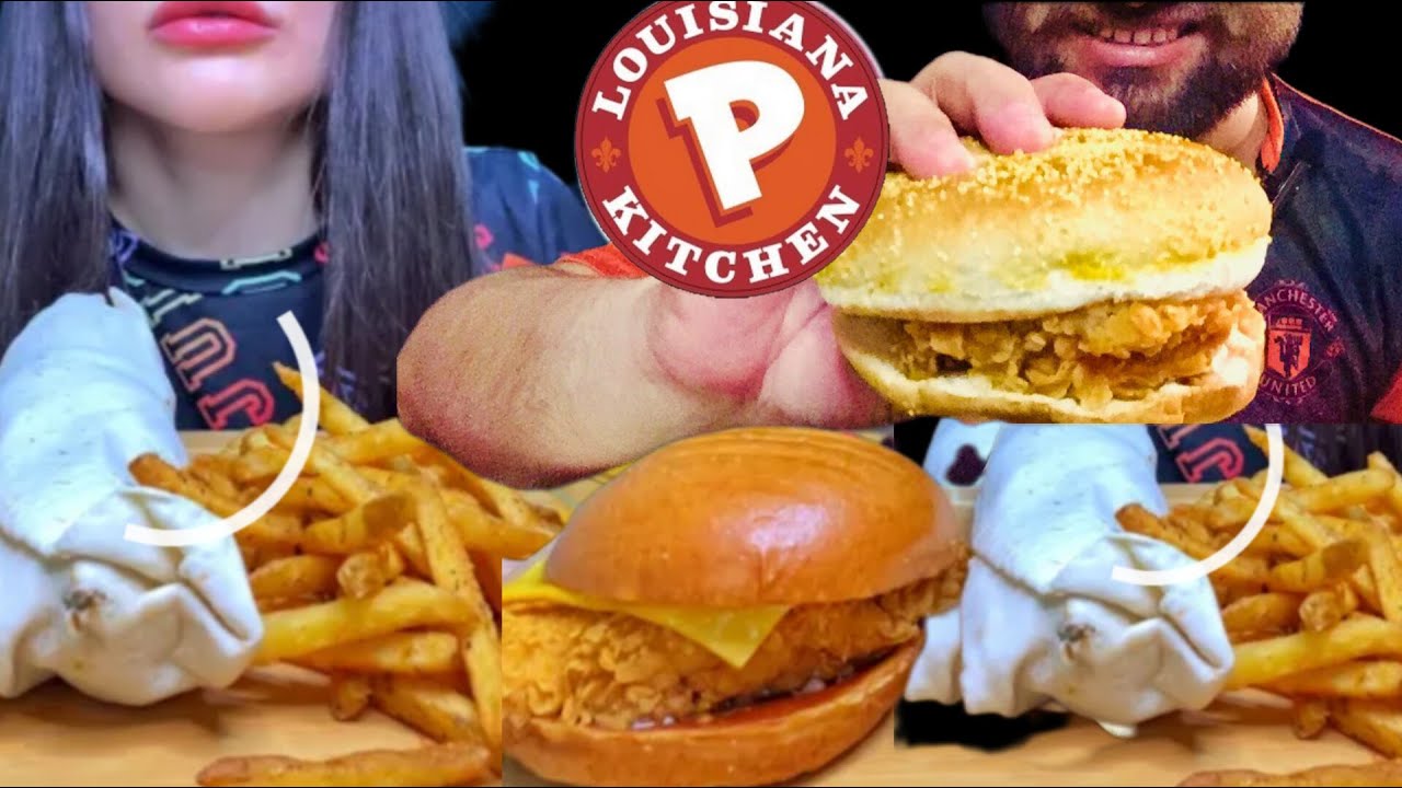 POPEYES FAST FOOD FRIED CHICKEN BURGER + CRISPER SANDWICH + GARLIC