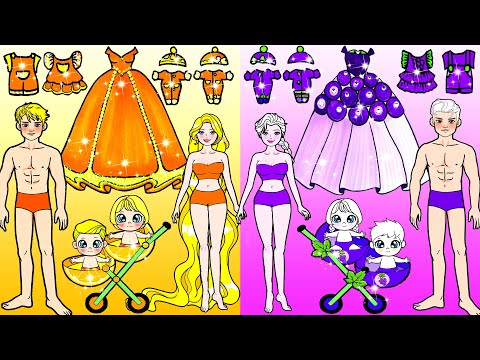 Violet Family vs Orange Family Dress Up & Decor House - Barbie's New Home Handmade -Woa Doll Channel