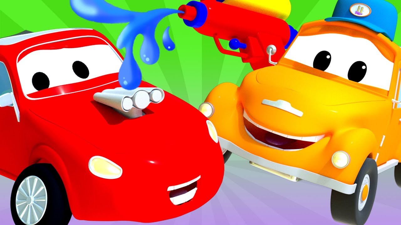 Tom the Tow Truck's Car Wash - Special Summer- Sunstroke - Car City ! Trucks Cartoon for kids