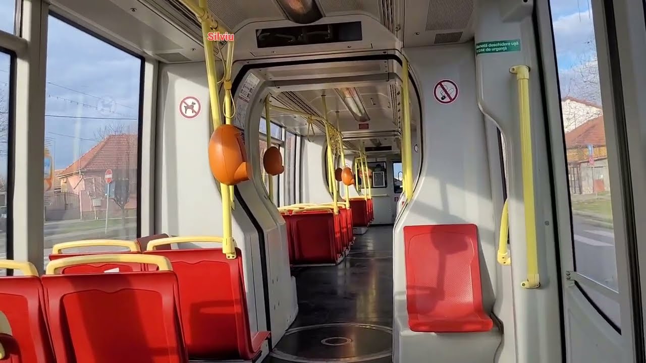 Oradea: inside the Siemens ULF-A tram nr. 56 (OTL), route 2