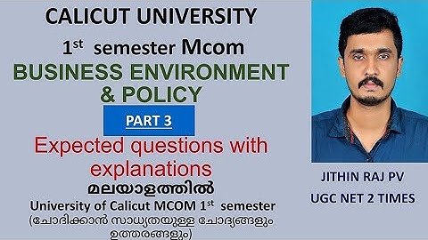 Mcom first Sem Business Environment Part 3 Calicut University . Expected Question Analysis.
