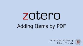 Zotero: Adding items by PDF