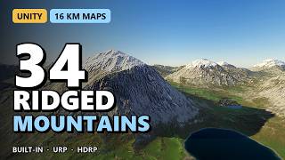34 Ridged Mountain Terrains for Unity - Snow, Grey Rock & Alpine Lakes | 4K HDRP