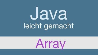 Java Programmieren lernen | Array  - 026