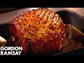 Christmas recipe honey glazed ham with pear  saffron chutney