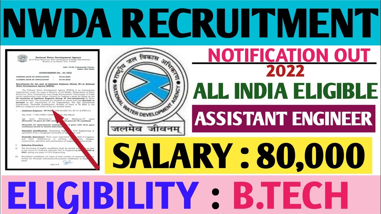 NWDA Recruitment 2022|Assistant Engineer|Fresher|All India Can  Apply|National Water Development - YouTube