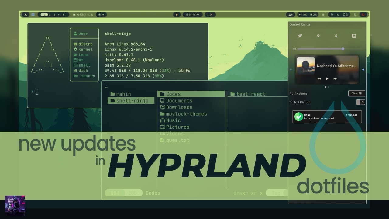 updates in my HYPRLAND dotfiles | shell ninja - YouTube
