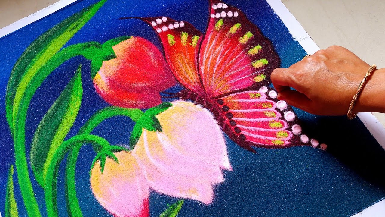 Butterfly Flower Poster Rangoli | Rangoli Competition Designs ...