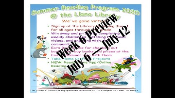2020 Summer Reading Program Weekly Preview:  Week 6