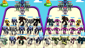 Max Level Robot Merge Master Battle - Police Robot Mecha Boss vs Pink Robots Army,
