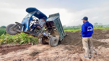 Xem công nông to độ máy nổ 40 chở 3,5 khối cát đổ ben cực đã | Máy xúc múc cát | Excavator truck