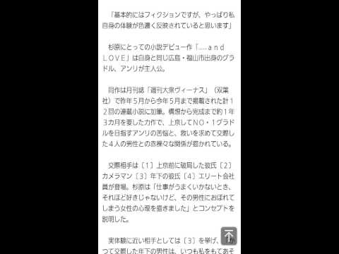 濡れ場再現グラビア付き！杉原杏璃が自伝的処女小説を発売