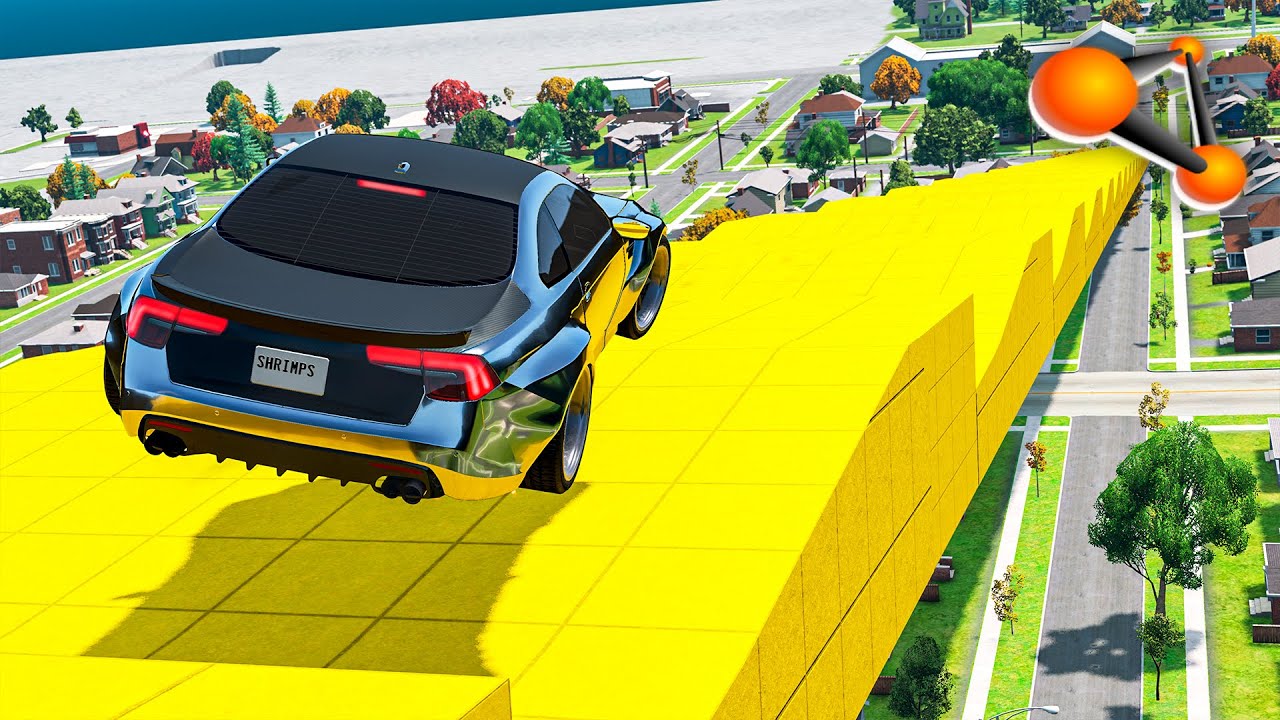 BeamNG drive - Cars Go Down The Stairs At High Speed