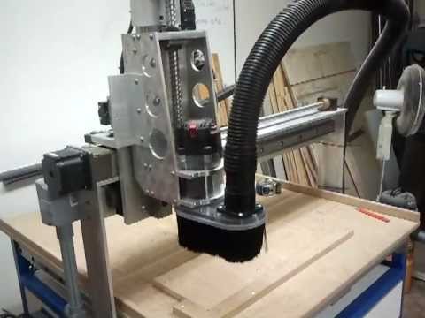 Cnc router with dust shoe first cuts - YouTube
