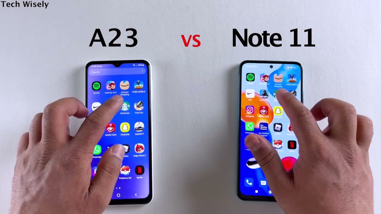 SAMSUNG A23 vs Redmi Note 11 - SPEED TEST - youtube