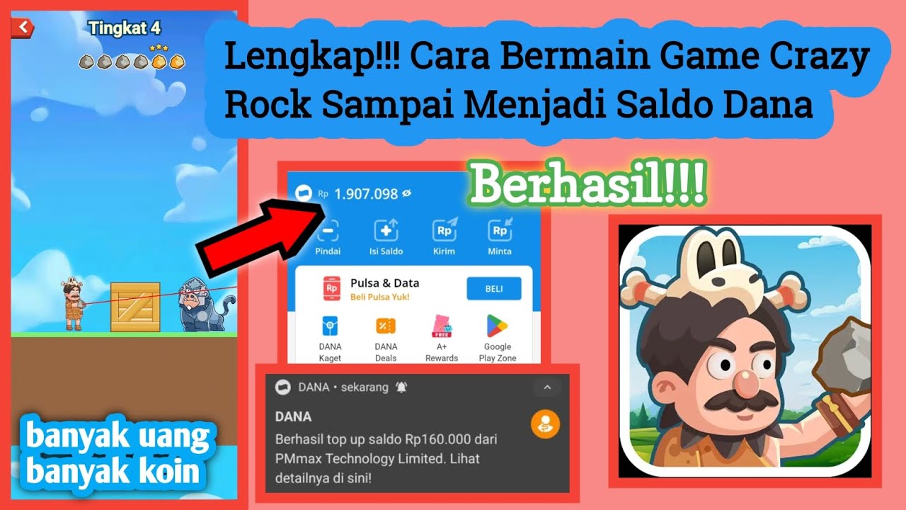 Cara Bermain Crazy Rock | Tukar Koin Crazy Rock Jadi Saldo Dana - YouTube