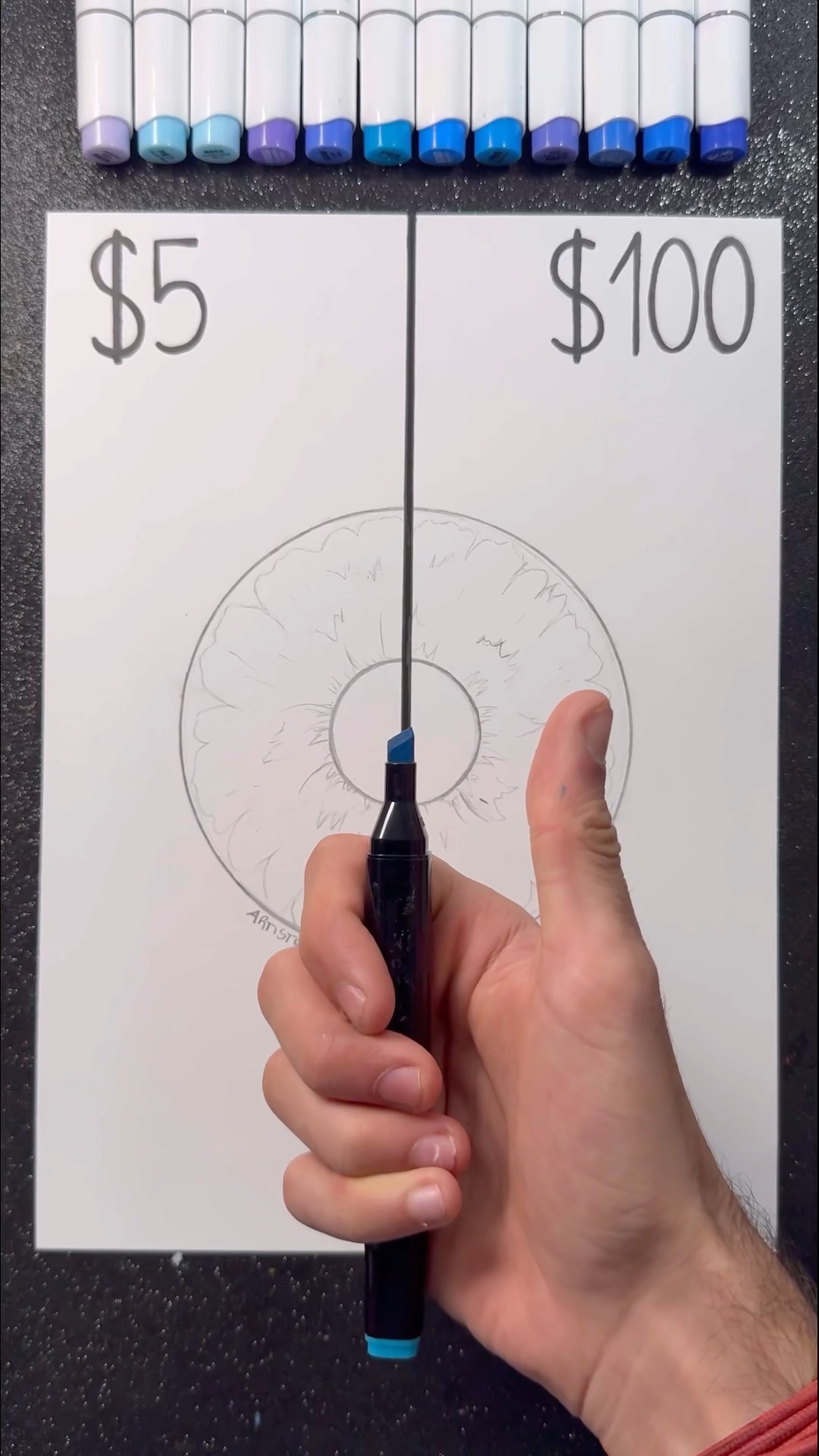 Drawing an Iris with $5 vs $100! ?️✨? || What’s your Favorite side? ? #art #drawing #realism