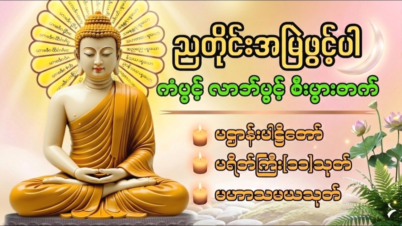 🙏🙏🙏ညအိပ်ခါနီးတိုင်း ဖွင့်ထားပါ ပဌာန်းတရား ပရိတ်ကြီး၁၁သုတ် မေတ္တာပို့ 🙏🙏🙏