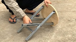 DIY  Great craftsman's ideas/How to make a smart folding round chair/Smart folding metal utensils!