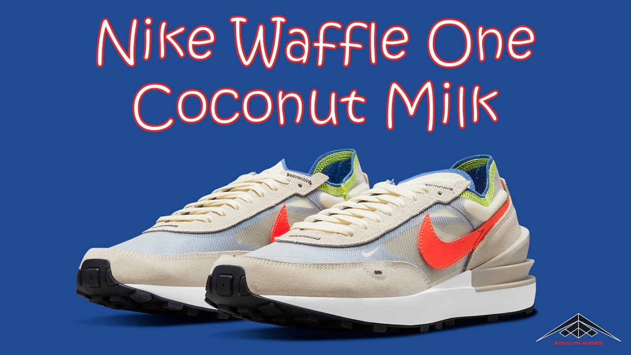 nike waffle one coconut milk on feet
