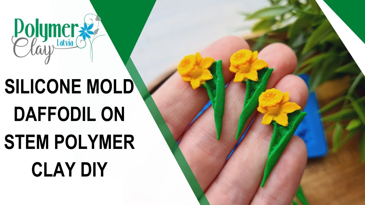 Silicone mold - Daffodil on stem Polymer clay diy 