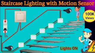 Staircase Lighting System with Motion Sensor | PIR Motion Sensor How to wiring | Motion Detector