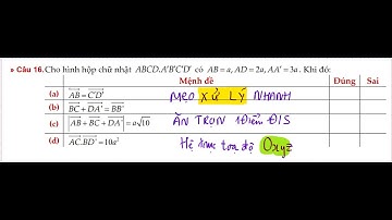 Cho hình hộp chữ nhật ABCD.A′B′C′D′ có AB=a, AD=2a, AA′=3a.Xác định tính Đúng/Sai của các mệnh đề sa