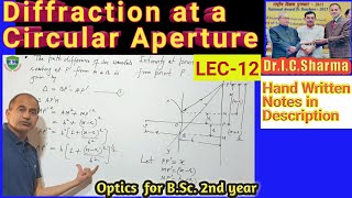 Diffraction at a Circular aperture for B.Sc. 2nd year || Diffraction due to Circular Aperture