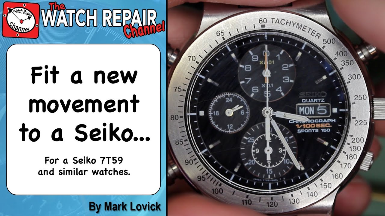 How to fit a new movement to a seiko quartz watch. 7T59. Re-fit dial and  hands. - YouTube