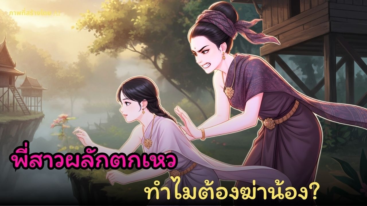 [นิทานพื้นบ้าน]พี่สาวโลภผลักน้องตกเหว หวังแต่งเศรษฐีไม่รู้ว่าเขาคือปีศาจหาภรรยาเซ่นสังเวย