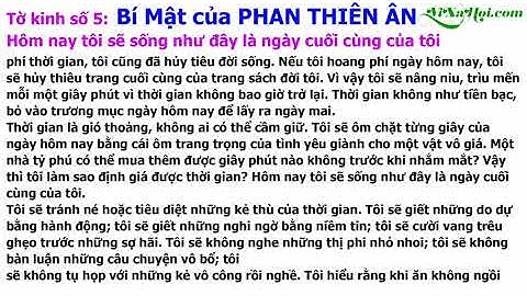 Tờ Kinh Số 05 Hôm Nay Tôi Sẽ Sống Như Đây Là Ngày Cuối Cùng Của Tôi
