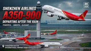Stunning After-Rain Takeoff! Shenzhen Airlines A350-900 Breaks Through the Clouds