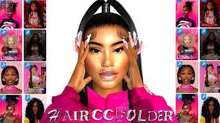 MY ENTIRE HAIR CC FOLDER | The Sims 4 | BEST BLACK/URBAN Sims 4 CC | September CC Folder+ CC Links
