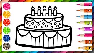 Comment Dessiner Un Gâteau D'Anniversaire Apprendre à Dessiner et colorier - Coloriage Magique