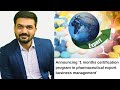 Announcing 1 months certification course in pharma export business management 