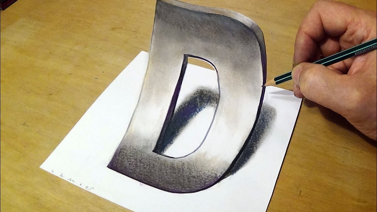 ⁣Drawing Letter D - 3D Art to Test Your Brain - Trick Art by Vamos