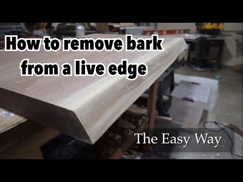 How to remove bark from a live edge slab // walnut live edge // how to  // woodworking