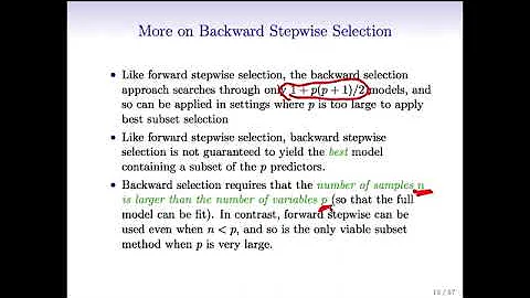 Statistical Learning: 6.3 Backward stepwise selection