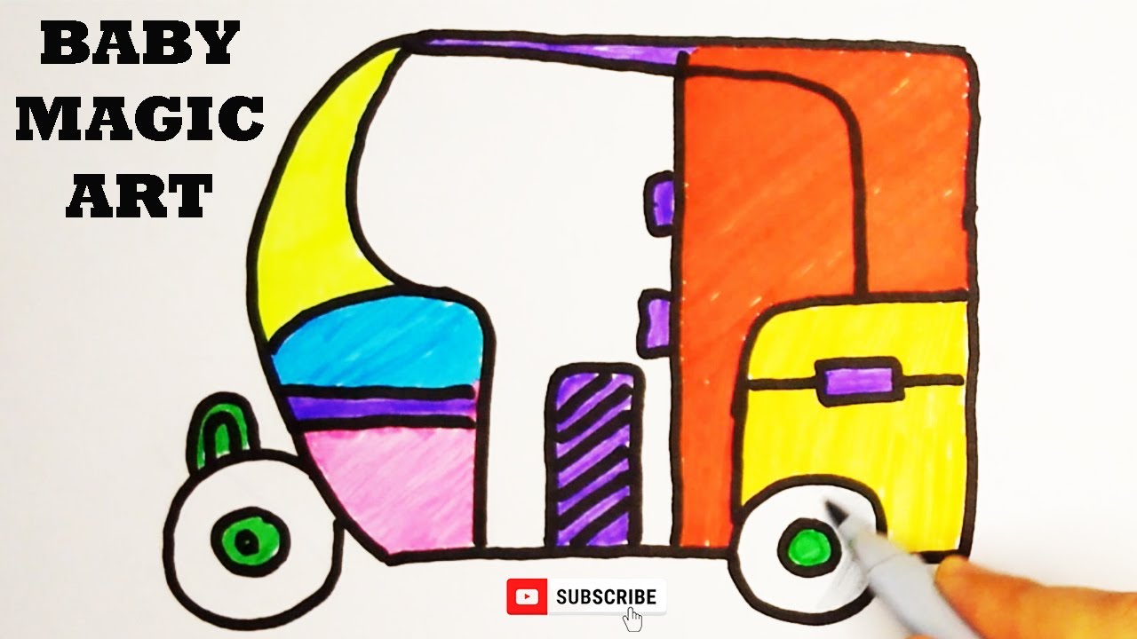#auto rickshaw drawing / really easy to draw Auto rickshaw - YouTube