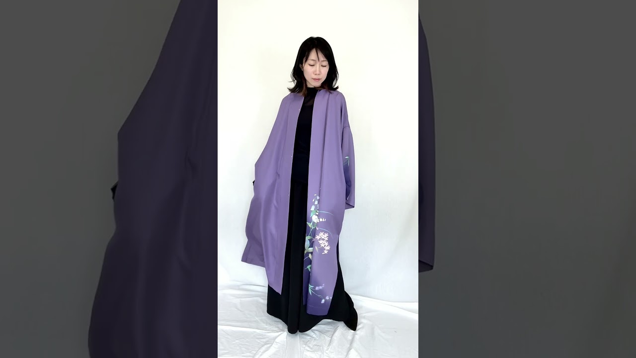 Hydrangea-colored kimono x Abaya made from real vintage kimono in