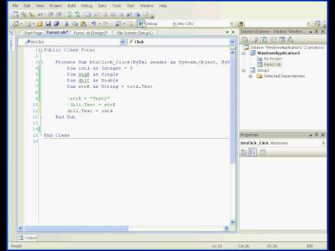 Visual Basic tutorial 2008 Variables www.video-tutorials.net