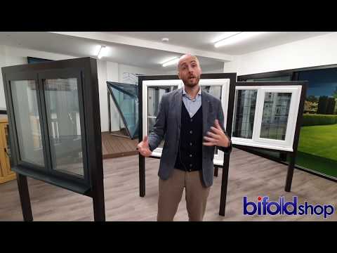 What are the different types of PVC and aluminium windows on offer at the Bifold Shop?