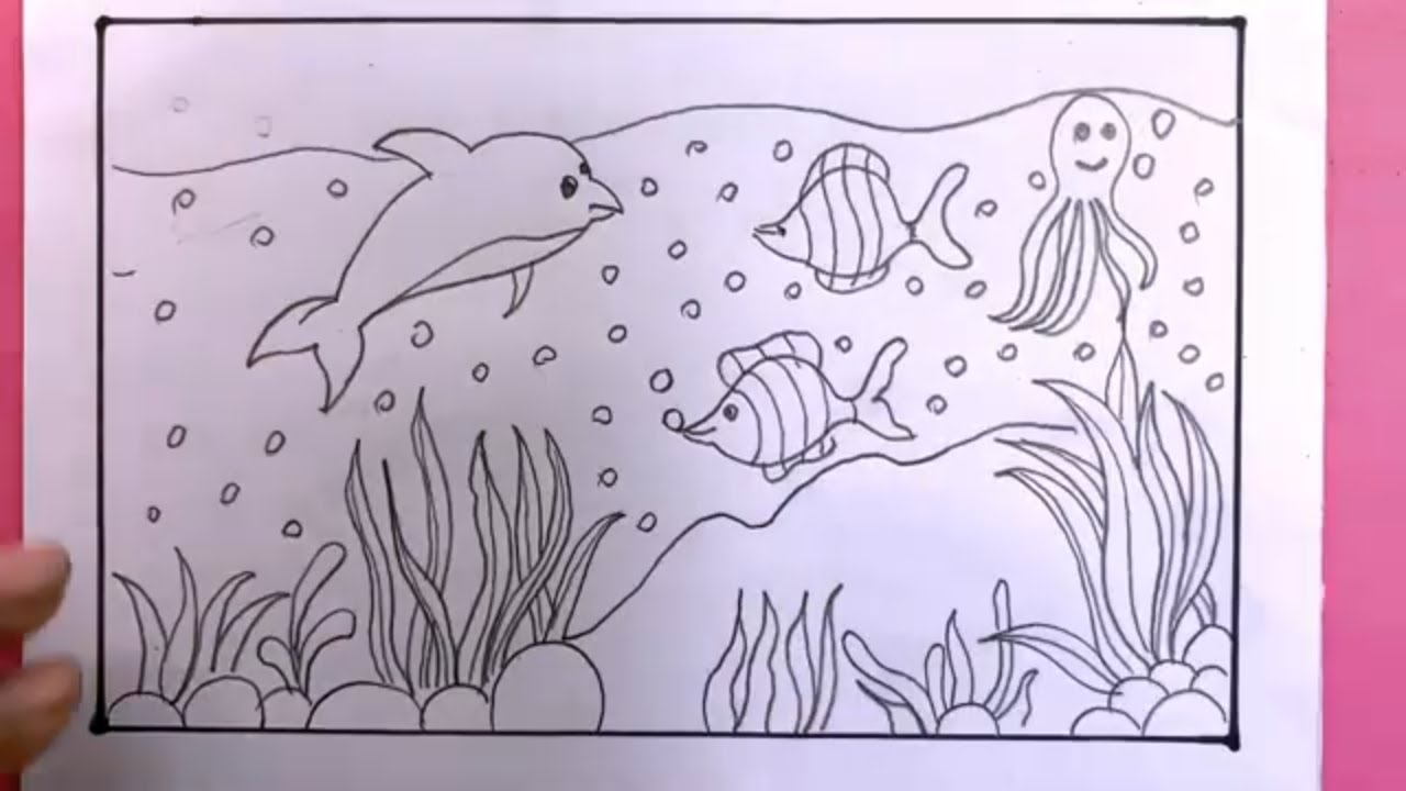 How To Draw Under The Sea/Under Water Scenery Drawing - YouTube